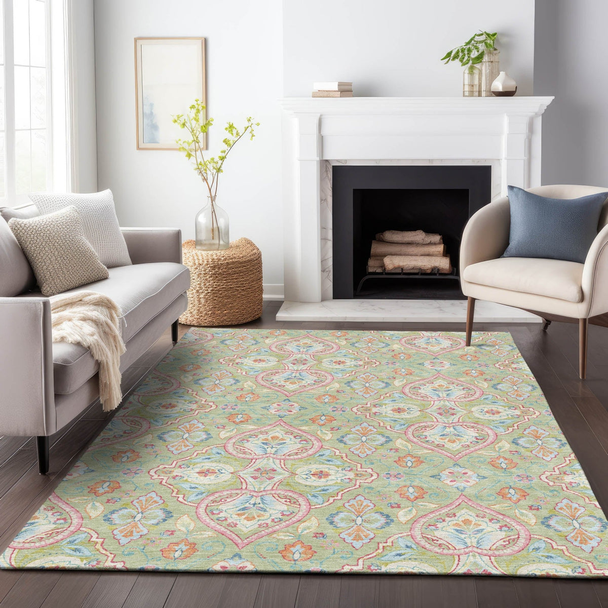 Addison Chantille ACN2207 Bohemian Machine Made Transitional Aloe Rug
