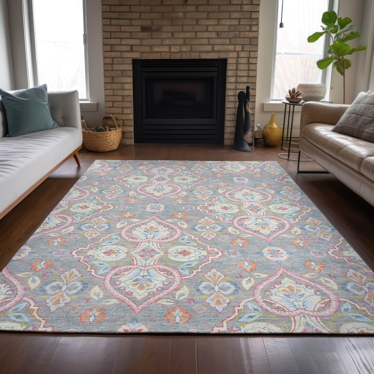 Addison Chantille ACN2207 Bohemian Machine Made Transitional Gray Rug