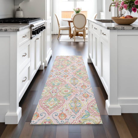 Addison Chantille ACN2207 Bohemian Machine Made Transitional Pink Rug