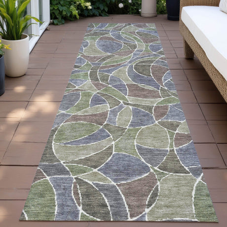 Addison Chantille ACN2208 Geometric Machine Made Transitional Green Rug