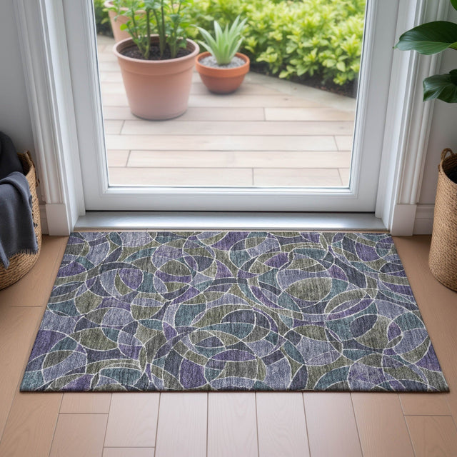 Addison Chantille ACN2208 Geometric Machine Made Transitional Purple Rug