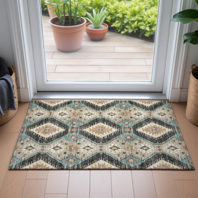 Addison Chantille ACN2210 Moroccan Machine Made Transitional Black Rug