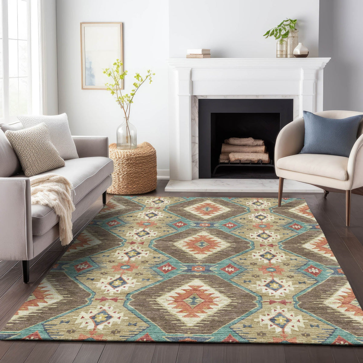 Addison Chantille ACN2210 Moroccan Machine Made Transitional Khaki Rug