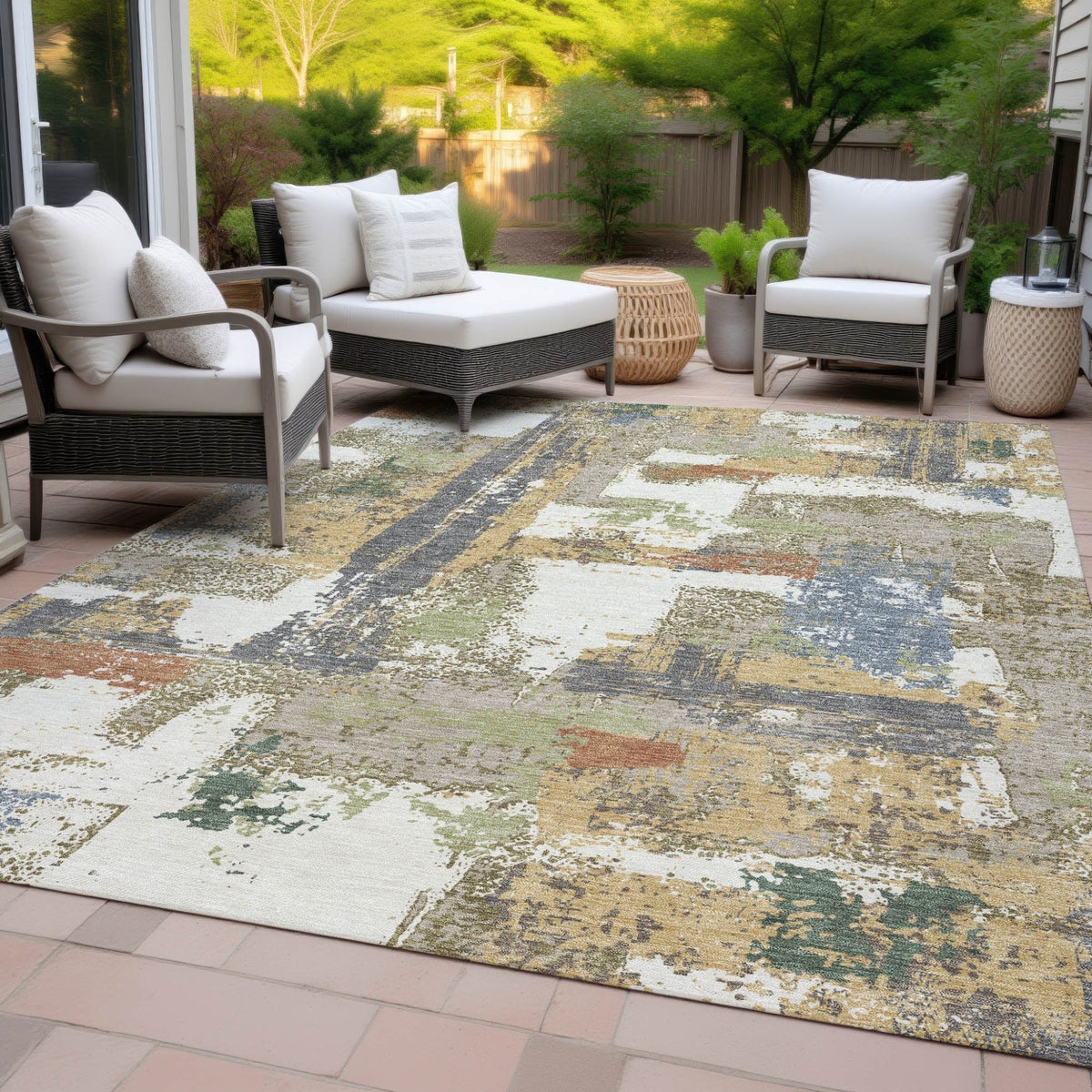 Addison Chantille ACN2212 Abstract Machine Made Transitional Ivory Rug