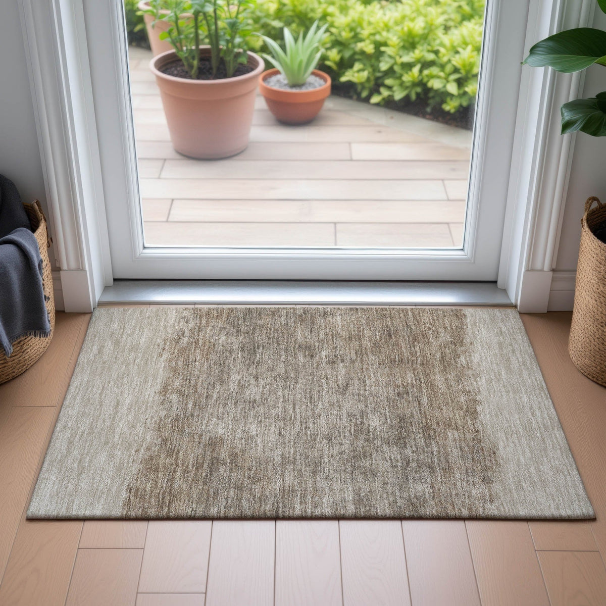 Addison Chantille ACN2214 Stripes Machine Made Transitional Beige Rug