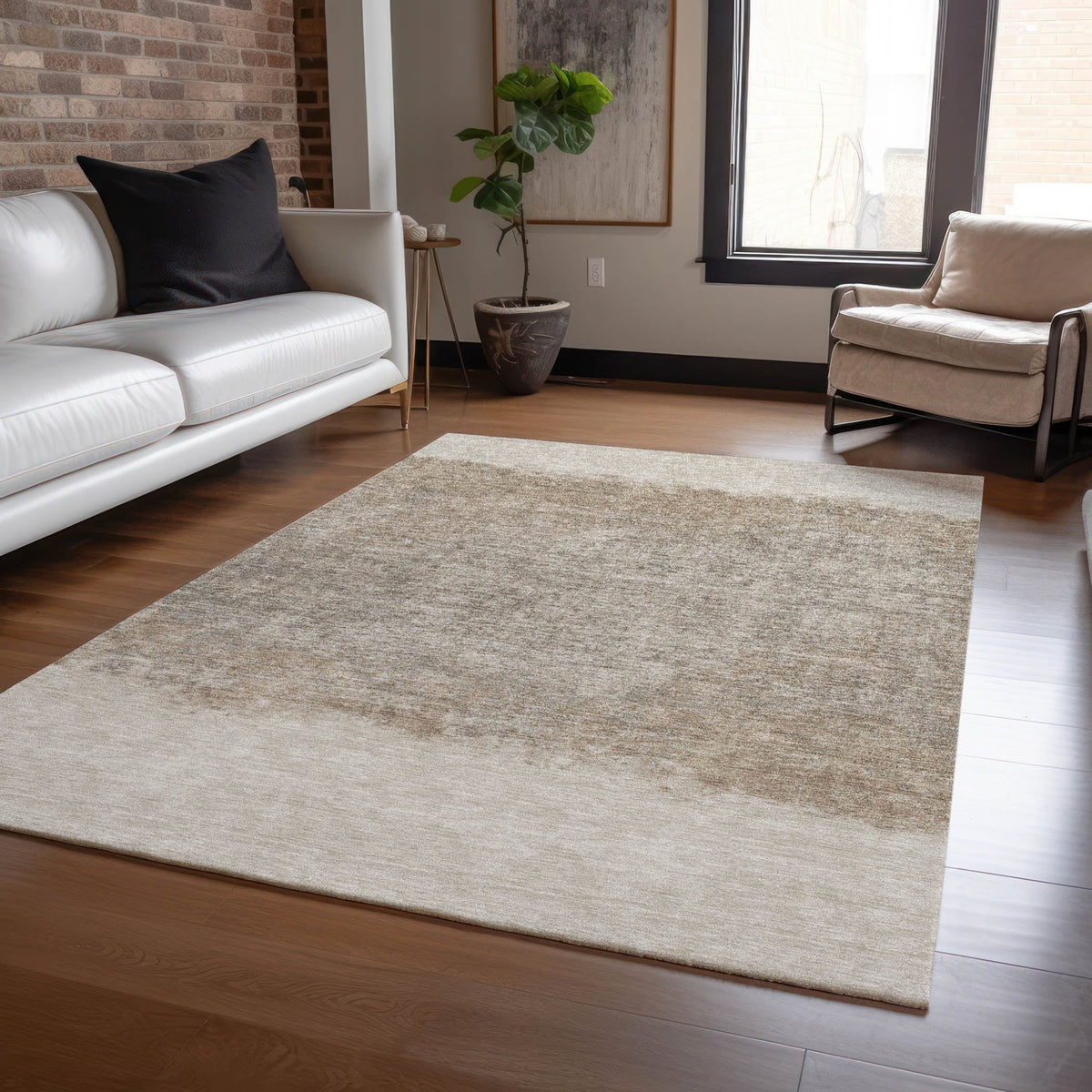 Addison Chantille ACN2214 Stripes Machine Made Transitional Beige Rug