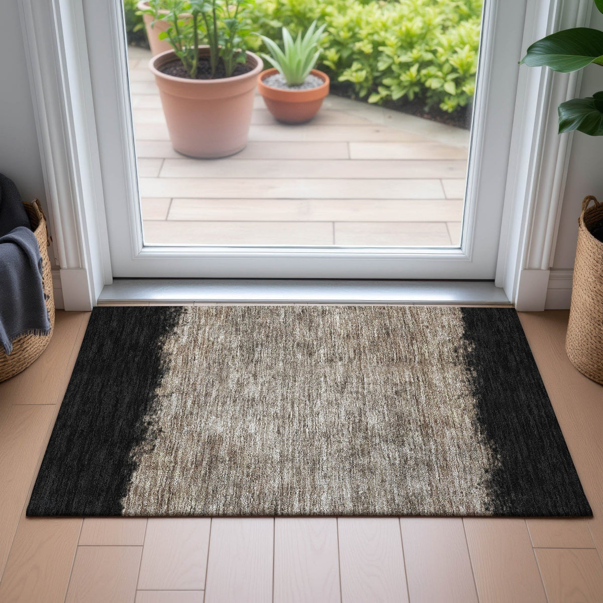 Addison Chantille ACN2214 Stripes Machine Made Transitional Black Rug