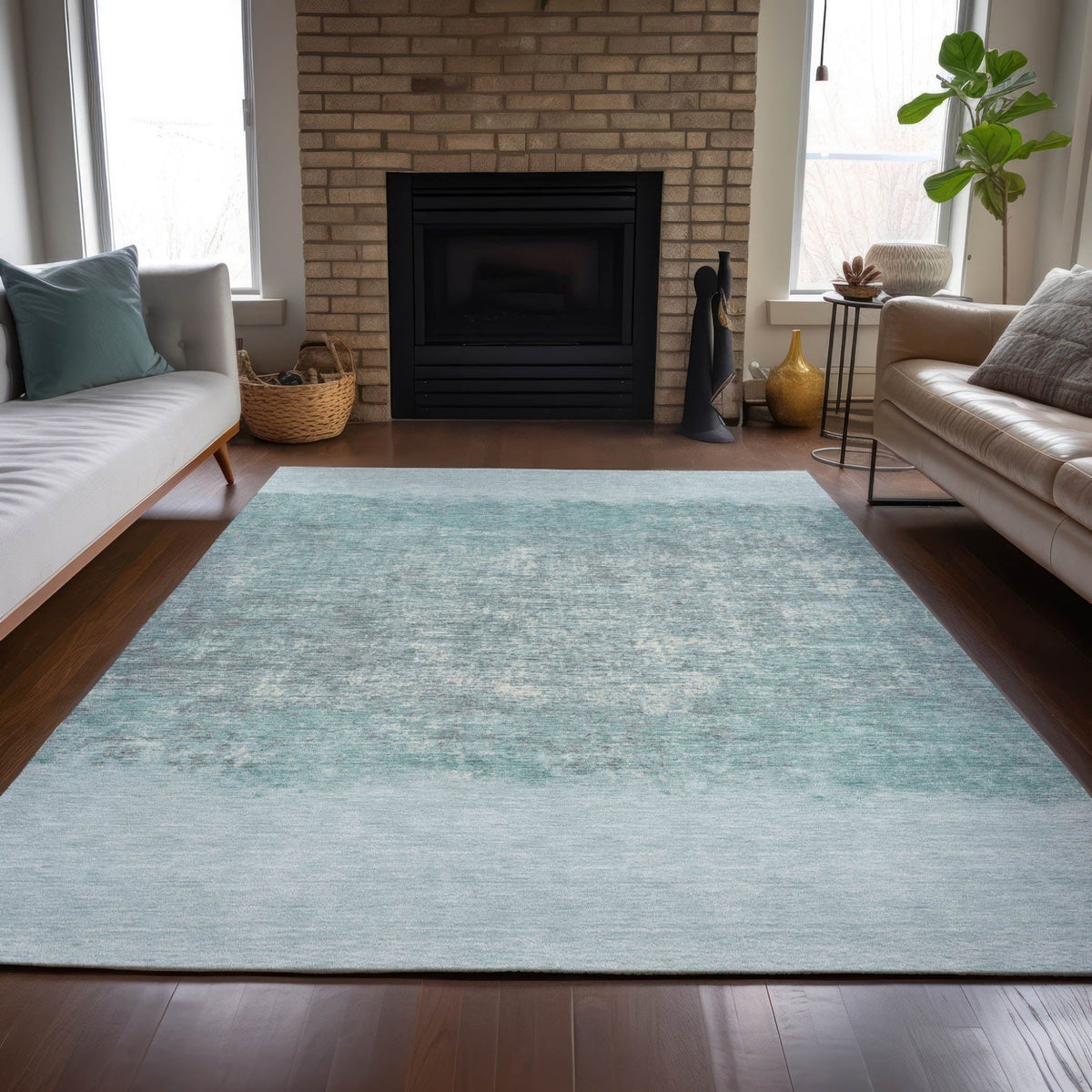 Addison Chantille ACN2214 Stripes Machine Made Transitional Teal Rug