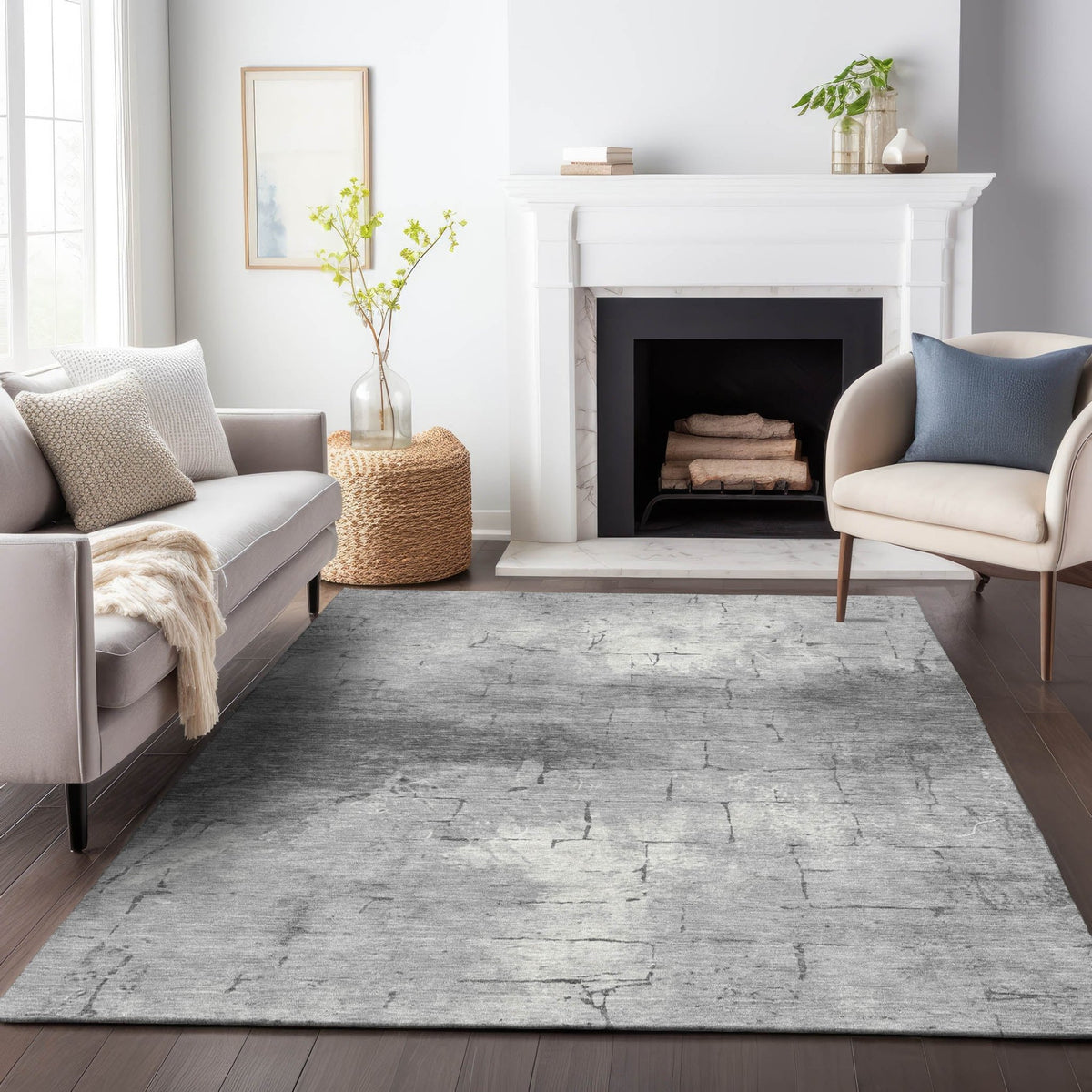 Addison Chantille ACN2215 Geometric Machine Made Transitional Gray Rug