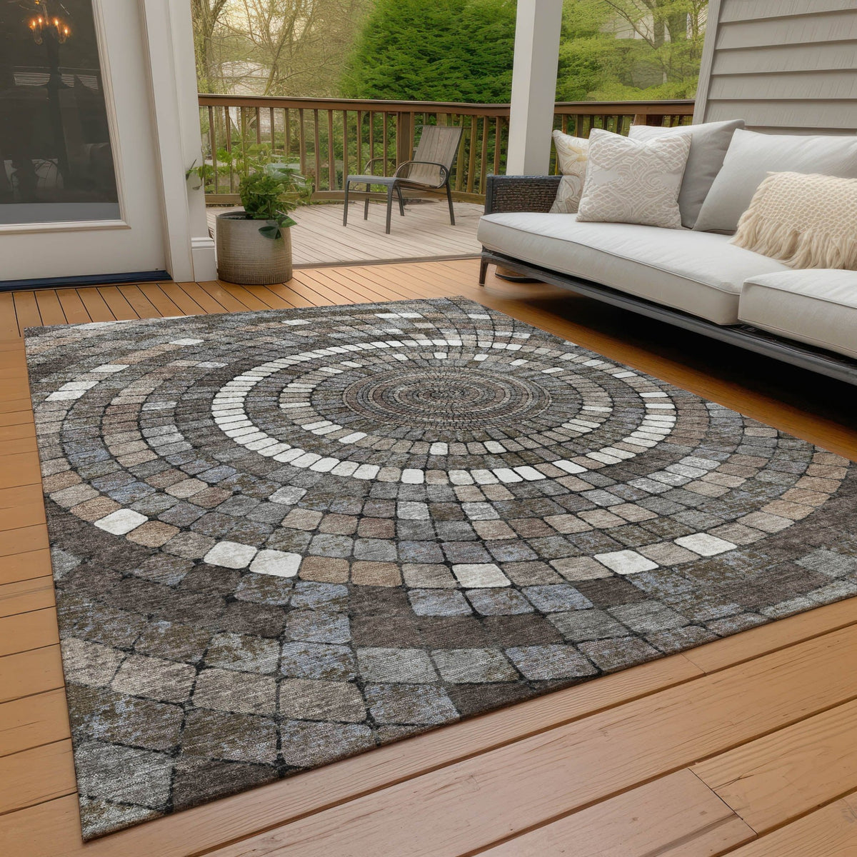 Addison Chantille ACN2216 Geometric Machine Made Transitional Brown Rug