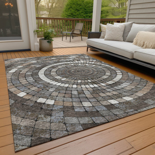 Addison Chantille ACN2216 Geometric Machine Made Transitional Brown Rug