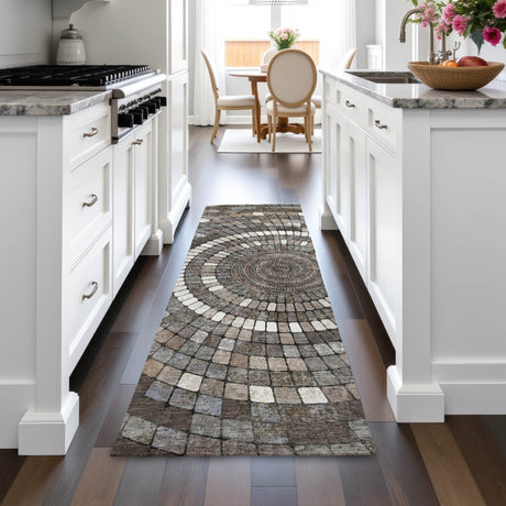 Addison Chantille ACN2216 Geometric Machine Made Transitional Brown Rug