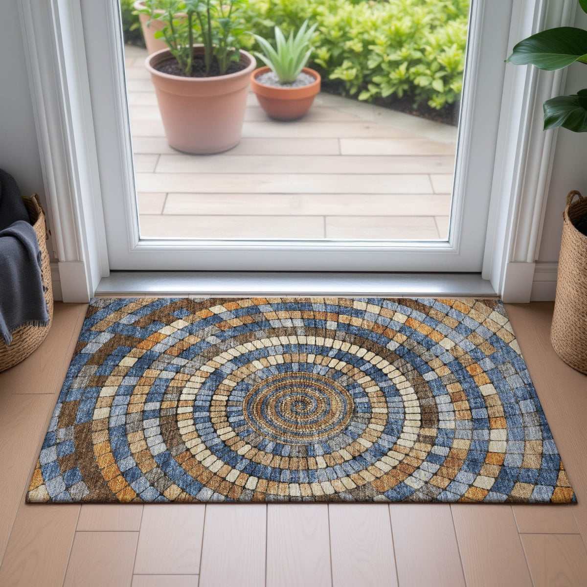 Addison Chantille ACN2216 Geometric Machine Made Transitional Denim Rug