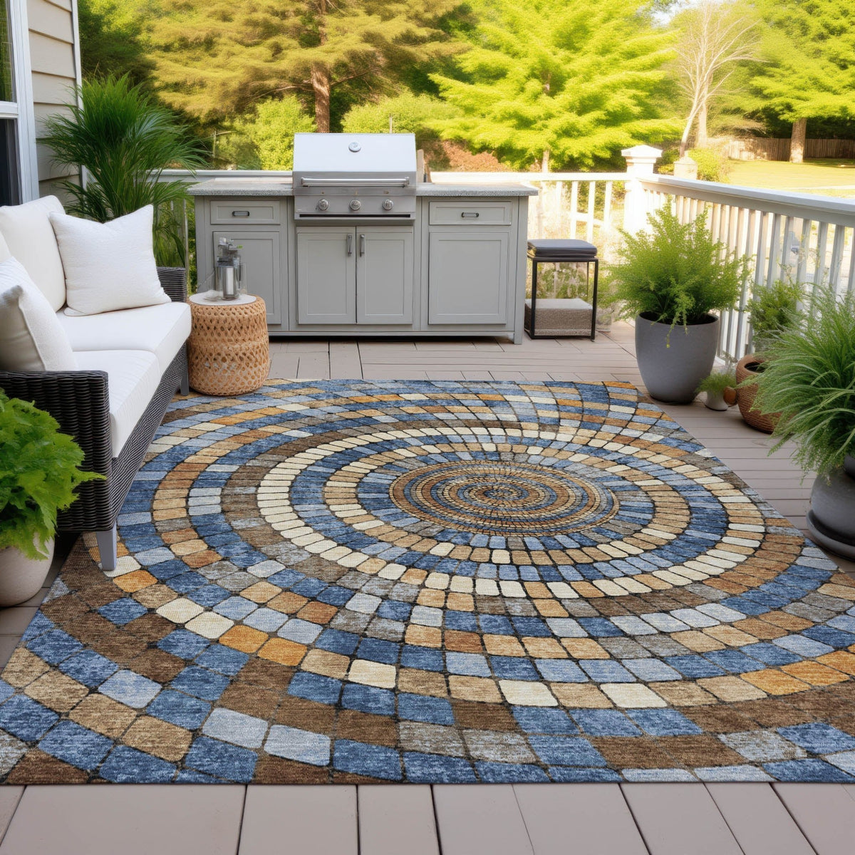 Addison Chantille ACN2216 Geometric Machine Made Transitional Denim Rug