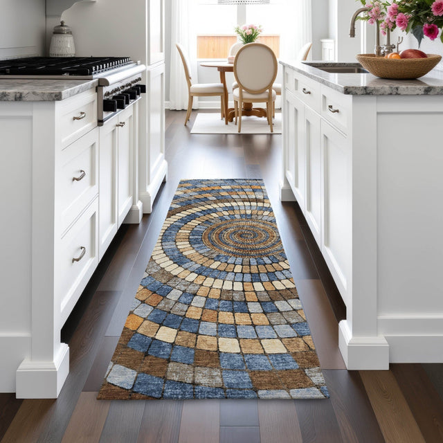Addison Chantille ACN2216 Geometric Machine Made Transitional Denim Rug