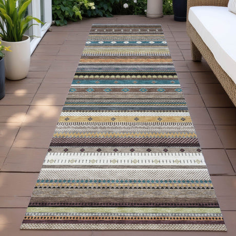 Addison Chantille ACN2218 Stripes Machine Made Transitional Brown Rug