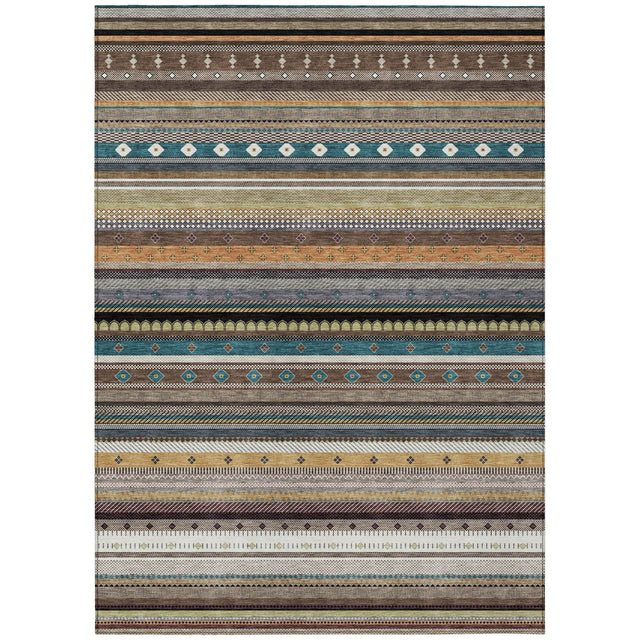 Addison Chantille ACN2218 Stripes Machine Made Transitional Brown Rug