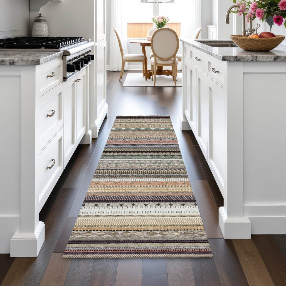 Addison Chantille ACN2218 Stripes Machine Made Transitional Khaki Rug