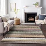 Addison Chantille ACN2218 Stripes Machine Made Transitional Khaki Rug