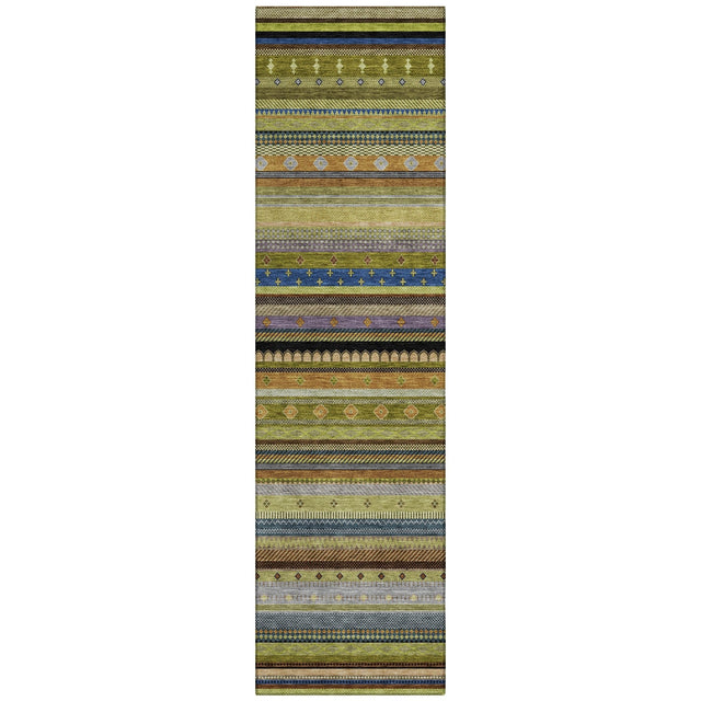 Addison Chantille ACN2218 Stripes Machine Made Transitional Olive Rug