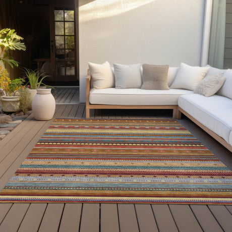 Addison Chantille ACN2218 Stripes Machine Made Transitional Paprika Rug