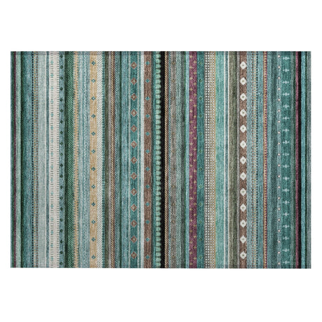 Addison Chantille ACN2218 Stripes Machine Made Transitional Teal Rug