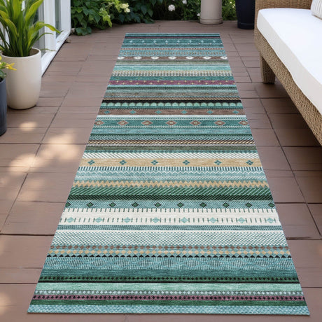 Addison Chantille ACN2218 Stripes Machine Made Transitional Teal Rug