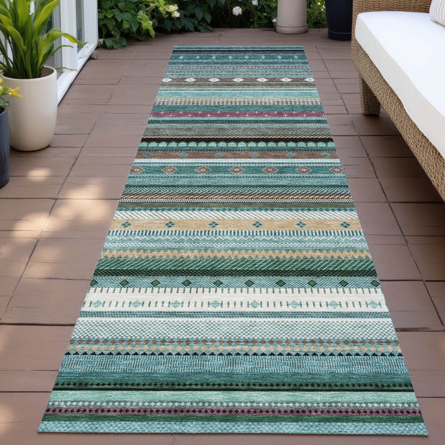 Addison Chantille ACN2218 Stripes Machine Made Transitional Teal Rug