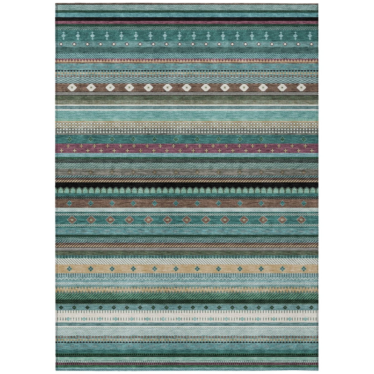 Addison Chantille ACN2218 Stripes Machine Made Transitional Teal Rug