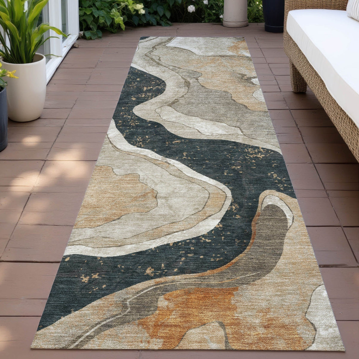 Addison Chantille ACN2219 Abstract Machine Made Transitional Putty Rug