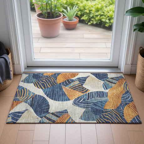 Addison Chantille ACN2220 Floral Machine Made Transitional Navy Rug