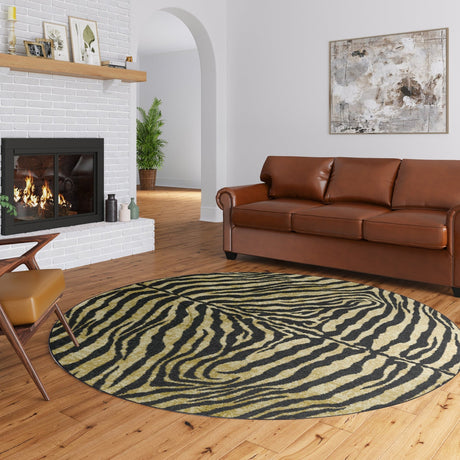Dalyn Akina AK1 Gold Rug shown in a room