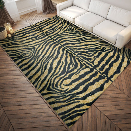 Dalyn Akina AK1 Gold Rug shown in a room