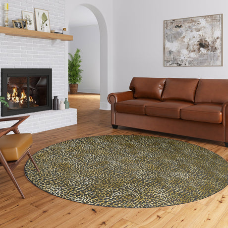 Dalyn Akina AK2 Gold Rug shown in a room