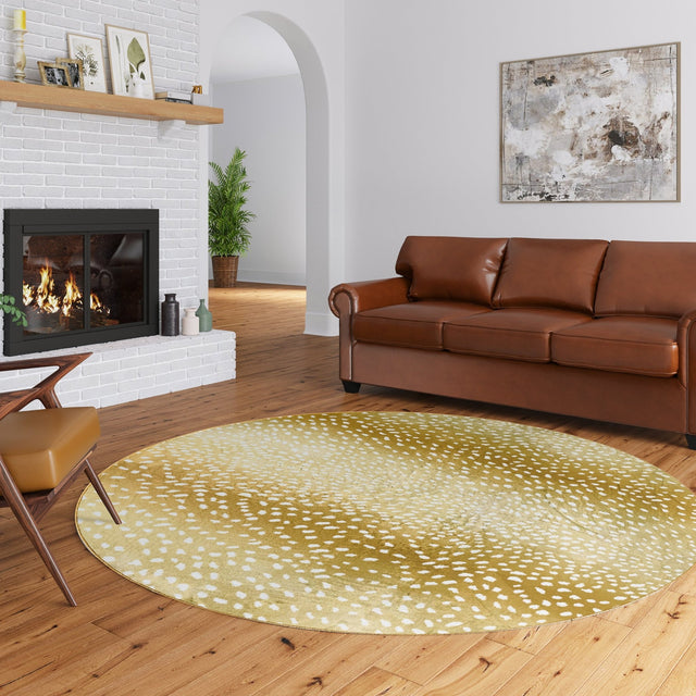 Dalyn Akina AK3 Gold Rug shown in a room