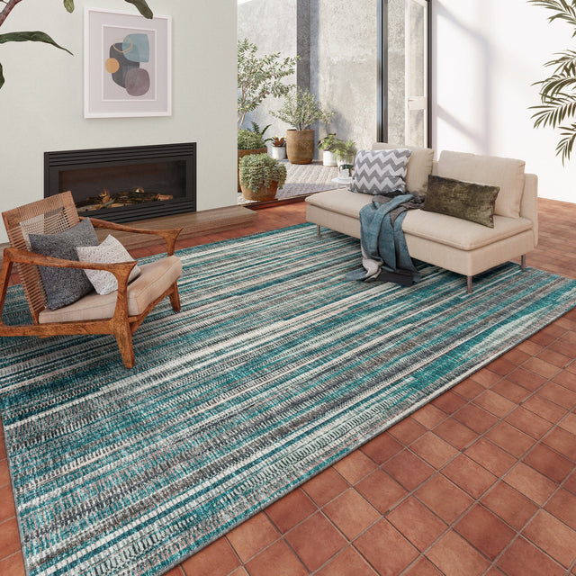 Dalyn Amador AA1 Teal Rug shown in a room