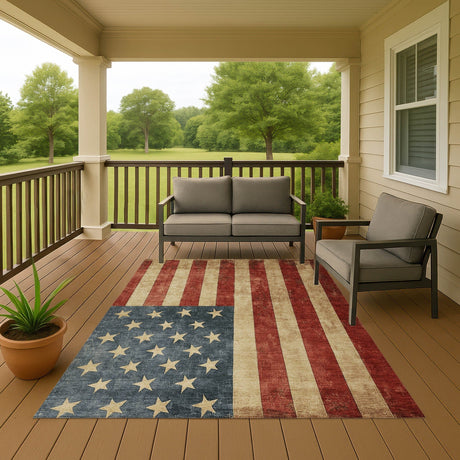 Dalyn Americana AM1 Red Rug outdoor lifestyle image
