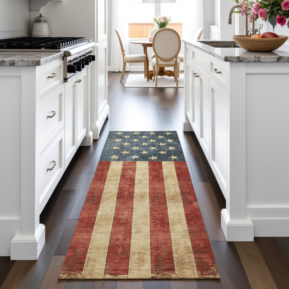 Dalyn Americana AM1 Red Rug shown in a room