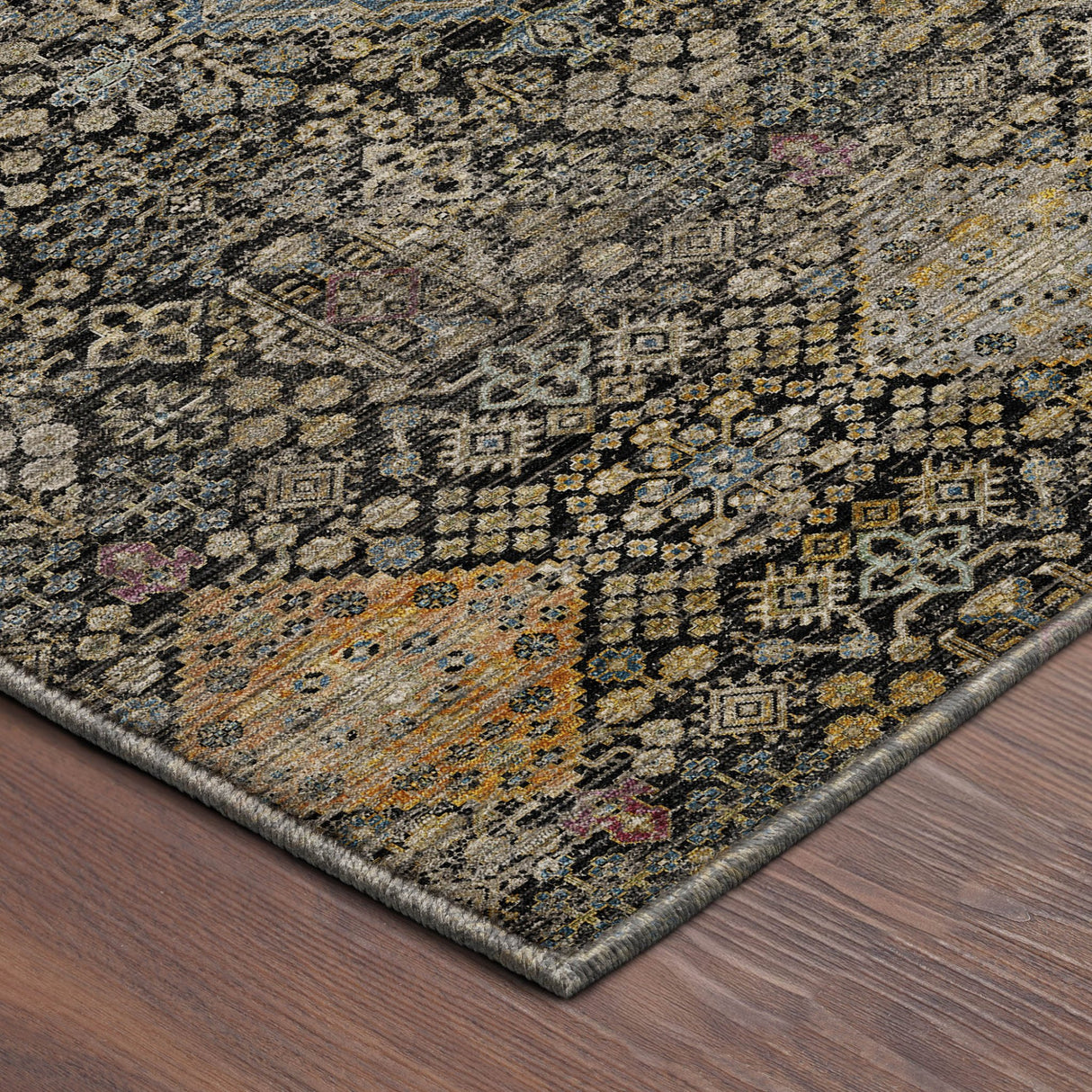 Dalyn Aristo AR1 Black Rug corner detail