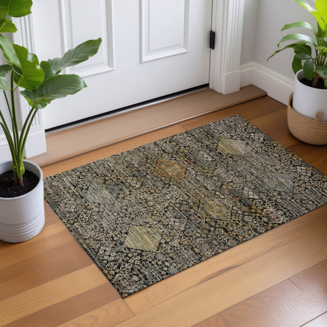 Dalyn Aristo AR1 Black Rug shown in a room