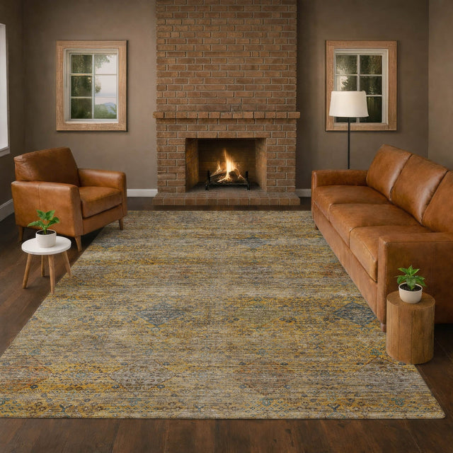 Dalyn Aristo AR1 Gold Rug shown in a room