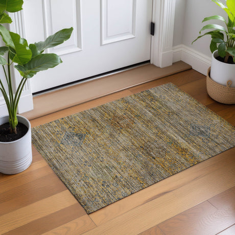 Dalyn Aristo AR1 Gold Rug shown in a room