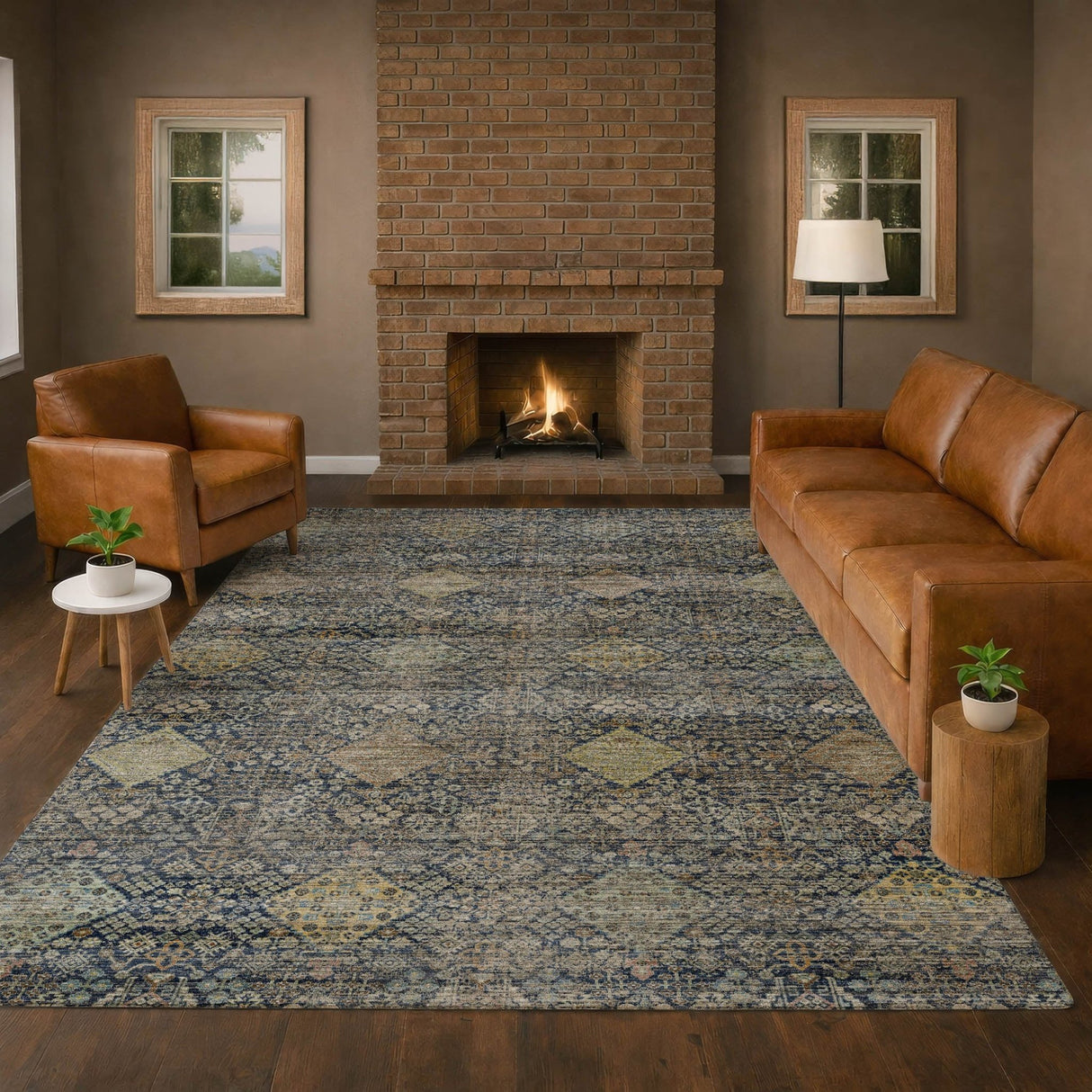 Dalyn Aristo AR1 Navy Rug shown in a room