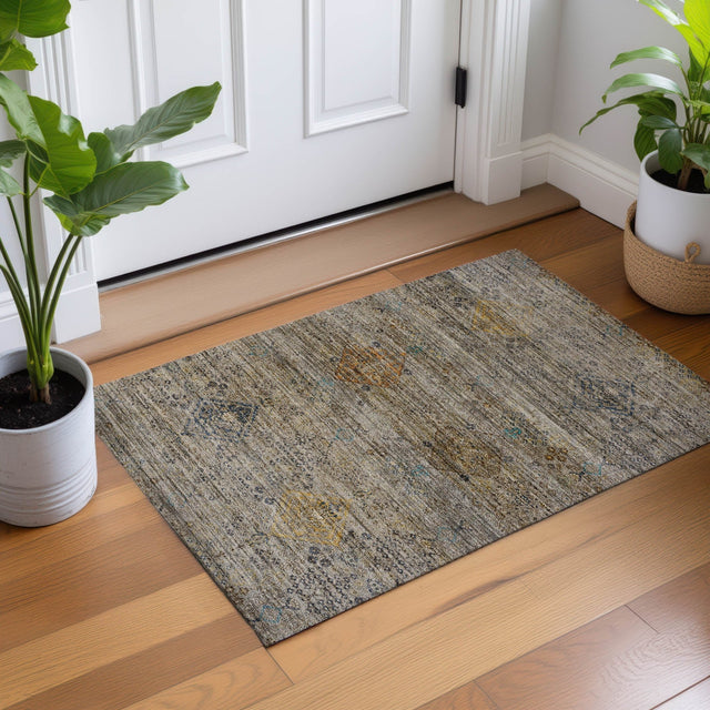 Dalyn Aristo AR1 Pewter Rug shown in a room