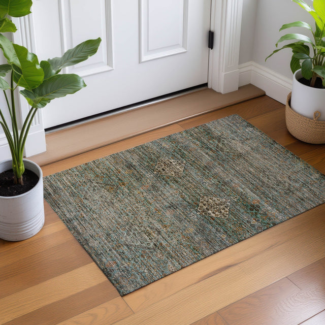 Dalyn Aristo AR1 Teal Rug shown in a room