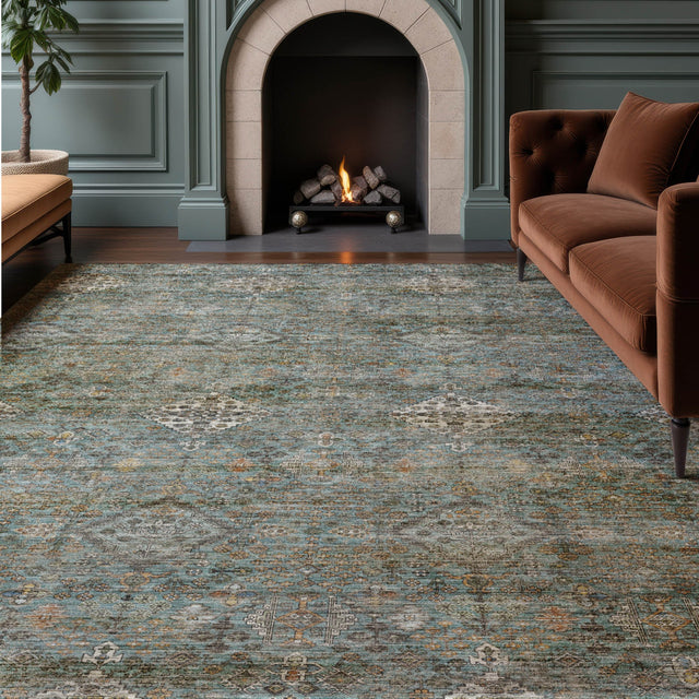 Dalyn Aristo AR1 Teal Rug shown in a room