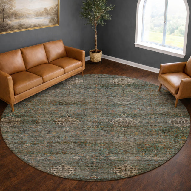 Dalyn Aristo AR1 Teal Rug shown in a room