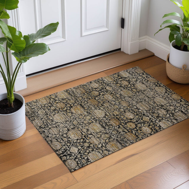 Dalyn Aristo AR3 Black Rug shown in a room
