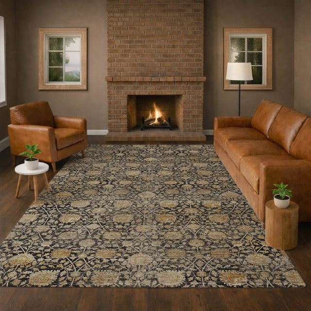 Dalyn Aristo AR3 Black Rug shown in a room