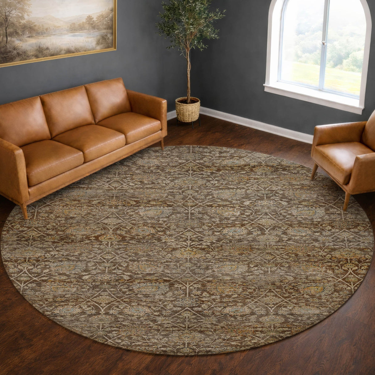 Dalyn Aristo AR3 Coffee Rug shown in a room